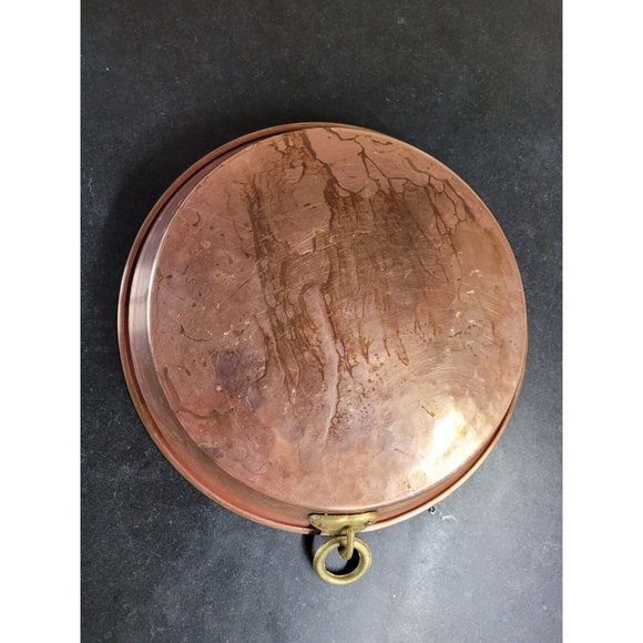 Antique Hammered Copper Baking Pan, c.1880’s, Rivited Brass Ring Tin Lined 10.5" - Picture 1 of 6